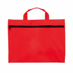 600d Polyester kenar belge iş çantası promosyon özelleştirmek Logo A4 belge su geçirmez fermuarlı dosya çantası