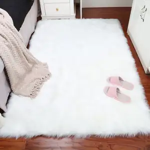 New Pure White Sheepskin Plush Fur Rugs Faux Fur Carpet