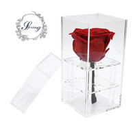Boîte de roses sans die, cadeau de saint-valentin, meilleur vente 2019, en acrylique clair, fleurs protectrices, pour un cadeau