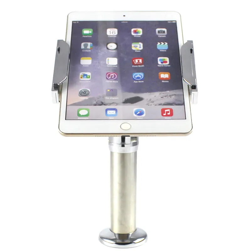 Table antitheft lockable mobile phone display holder pedestal stand with security metal anti theft tablet lock mounting