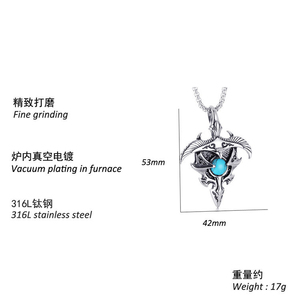 Prezzo di fabbrica della collana dell'<span class=keywords><strong>aquila</strong></span> dell'acciaio inossidabile della collana del pendente dell'<span class=keywords><strong>aquila</strong></span> turchese di stile Punk dell'annata - Product Image 5