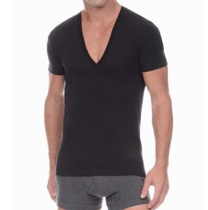 Alta calidad en blanco 95% algodón 5% <span class=keywords><strong>Elastano</strong></span> para hombre ajuste holgado cuello en V profundo camiseta impresión personalizada - Product Image 5