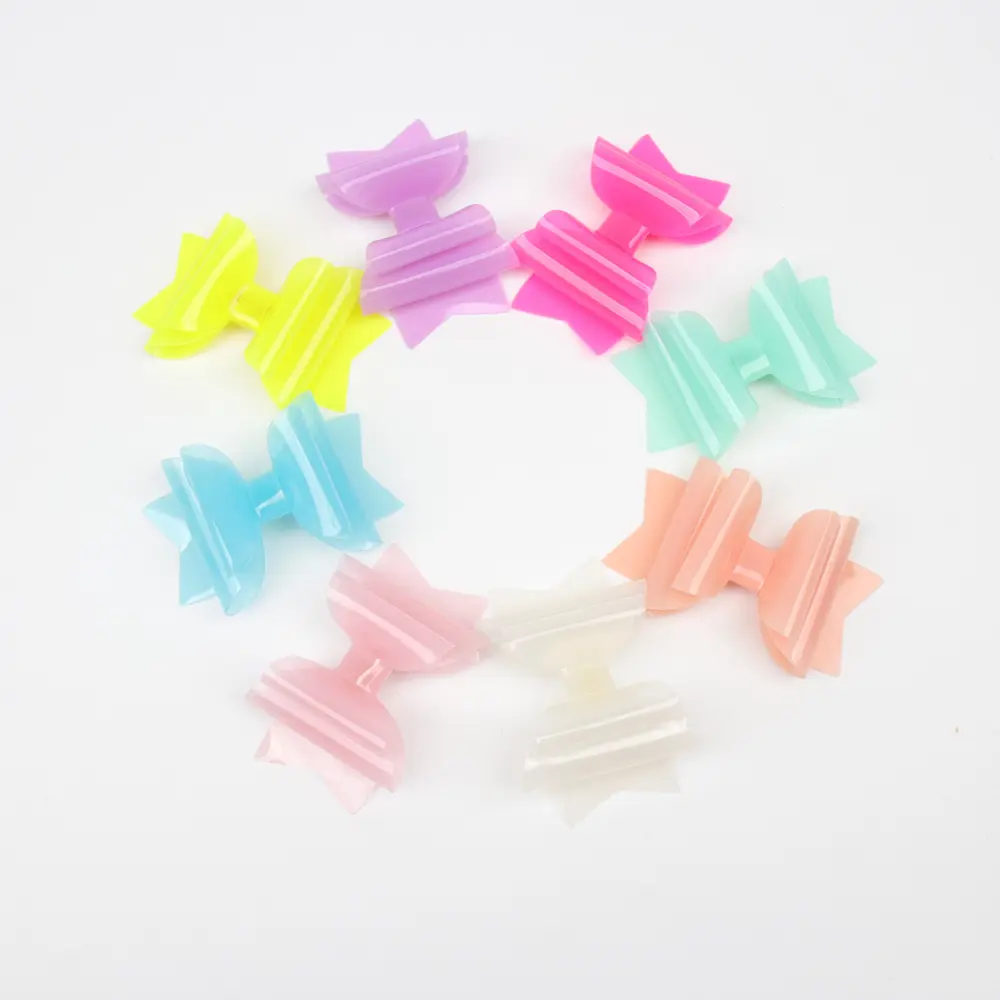 Summer 3 Inch Candy Cute PVC Jelly Plastic Hair Bows for Girls Princess Hair Clips