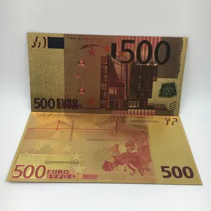 500 Euro 24K Gold Plated Plastic Paper Money Nota colorida