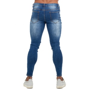 Jeans pour hommes skinny déchirés à <span class=keywords><strong>genoux</strong></span> coupés, jeans patchwork délavés pour hommes en usine de jeans, vente chaude - Product Image 5