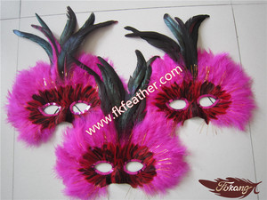 Fuentes Del Partido Del Bachelorette Rose Red Mardi Gras Máscara <span class=keywords><strong>de</strong></span> Plumas <span class=keywords><strong>de</strong></span> Pavo - Product Image 4