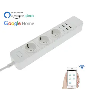 110V 220V 3 AC EU Plug + 4 USB Power Strip Electronic Home Office Surge Protector hargers Extension WiFi Smart Socket Switch