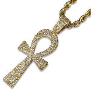 Colgante de diamantes Micro pavimentados de Hip Hop egipcio, collar de moda con llave Ankh - Product Image 2