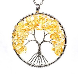 Collier JOYA GIFT en argent avec cristal, 7 chakras, <span class=keywords><strong>bijoux</strong></span> de mode, chaîne pour femme, pendentif <span class=keywords><strong>arbre</strong></span> de vie - Product Image 4