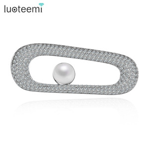 LUOTEEMI-Clip de papel para boda, ramo de novia de cristal, diamantes de imitación, Circonia cúbica, oro blanco, estilo coreano, venta al por mayor - Product Image 1