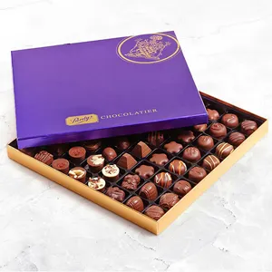 Venta al por mayor, caja de regalo de Chocolate de caramelo decorativa impresa a medida, embalaje con cinta