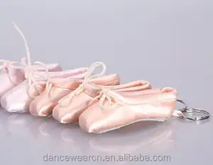 Mini Satin ballet dance shoe keychain Promotional Pointe Shoe Keychain