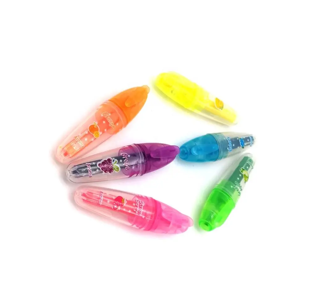 Promotionnel mini ovale surligneur parfumé aux fruits marqueur stylo fluorescent pour les filles