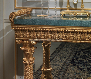 Tavolo Console <span class=keywords><strong>e</strong></span> Specchio di Lusso in Stile Classico con Foglia d'Oro - Product Image 4