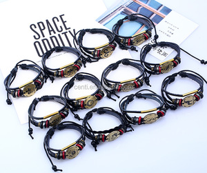 Handmade Oroscopo <span class=keywords><strong>Segno</strong></span> <span class=keywords><strong>Zodiacale</strong></span> Logo Piastra Regolabile Braccialetto di Cuoio - Product Image 5