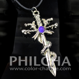 Philcha Thời Trang Hợp Kim Kẽm Đổi Màu Đôi Rồng Thanh Kiếm Tâm Trạng Vòng Cổ Dây Đen Đảng Tặng Trẻ Em Unisex - Product Image 5