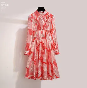 Bonito as mulheres se vestem 2021 nova primavera vestido de chiffon estilo Francês manga longa mulheres se vestem