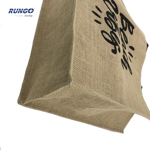 Bolso de mano reutilizable para mujer, bolsa de yute con estampado orgánico personalizado, se acepta logotipo personalizado, embalaje, Asa de cuerda, <span class=keywords><strong>Rungo</strong></span> gratis - Product Image 3