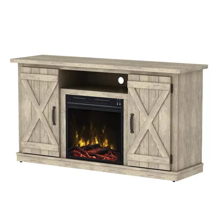 Multipurpose Barn Door Home Living Room Furniture Storage Console Cabinet Entertainment Media Center tv stand with fireplace