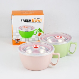 Snack Bowl Noodle Pot Soup Bowl Stainless Steel LeakProof Food Storage Container with Handle and Lid Bento Lunch Box <strong>Ramen</strong> - Product Image 1