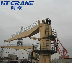 Grúa hidráulica telescópica de barco de carga, muelle de cubierta marina, fabricantes de China, 10 toneladas en cubierta
