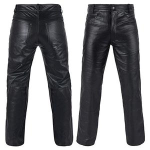 Custom new design black slim fit casual stretchable PU biker motorcycle tight faux men leather pants