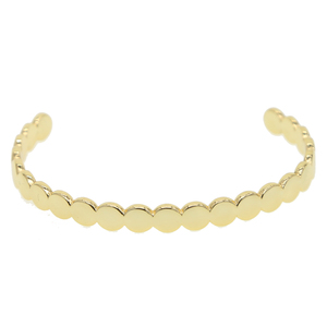 Puños dorados simples geométricos redondos forma de círculo pulido chapado en oro brazalete abierto brazalete - Product Image 1
