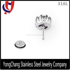 Surtidor de China nuevo estilo acero inoxidable 316l seúl piedra aretes de circonio para las muchachas - Product Image 6