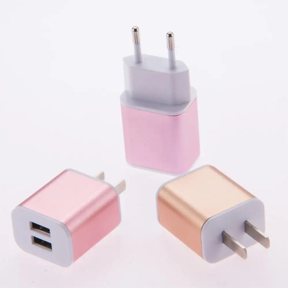 Carregador de parede colorido 5v 2a, para reino unido estados unidos união europeia, plugue adaptador de energia com portas usb duplas para casa e viagem, 5v 2a, carregador de fonte de energia