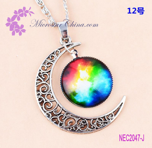 Joyería al por mayor Collar de Gargantilla Más Nuevo Cristal Precioso Colgante Cadena de Plata <span class=keywords><strong>Luna</strong></span> Galaxy - Product Image 5