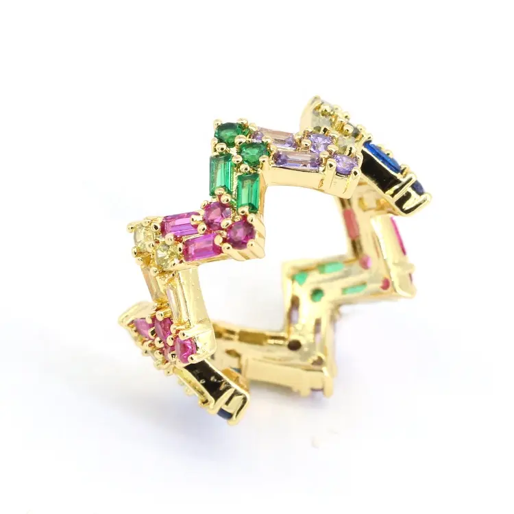 Guangzhou Factory Gold Plated Jewels Rainbow Size 678 Finger Ring
