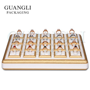 Doré sur tranche Pu-fil <span class=keywords><strong>Dessin</strong></span> Anneau vitrine avec 20 trous gros moderne boîte à bijoux - Product Image 3