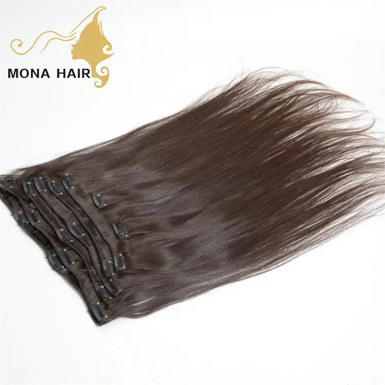 Cabello Mona 10-30 pulgadas 100% pelo de la Virgen de la más alta calidad sin procesar cabello clip en extensiones de cabello para las mujeres blancas