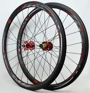 Pneu de freio a disco para bicicleta de estrada 700c, clincher de 40mm, roda de carbono, ud/3k, roda de cascalho, 24 orifícios 9mm qr