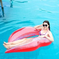 Bouée de piscine gonflable en PVC bon marché pour adultes LC KISS, bouée de piscine en forme de lèvres rose doré, jouets flottants pour fête