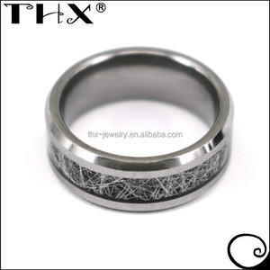 Anillo de meteorito personalizado, anillo de bodas de tungsteno, nuevo diseño de bordes biselados, anillo de hombre de meteorito de tungsteno de ajuste cómodo plano - Product Image 5