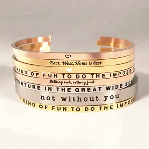Fashion Charm vergoldet Magnetic Custom Friendship Edelstahl Manschette Armband für Frauen