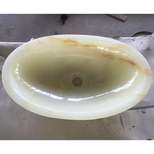 Lavabo en pierre d'onyx vert naturel, lavabo en marbre d'onyx vert - Product Image 2