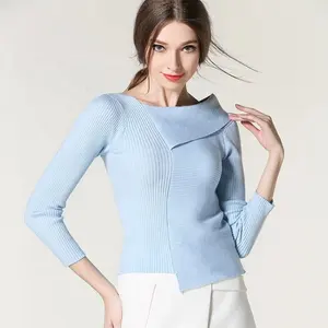 Proveedor de China Precio bajo y MOQ Señoras 2024 Suéter azul