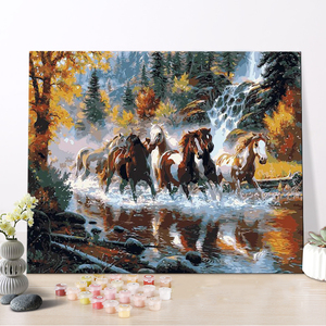 CHENISTORY DZ1120 pintura por números pintura al óleo moderna animales <span class=keywords><strong>caballos</strong></span> sobre lienzo con marco de madera - Product Image 1