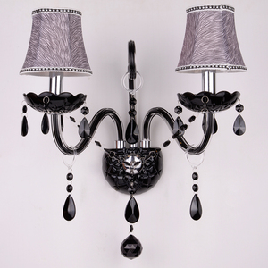 Lampada <span class=keywords><strong>da</strong></span> Parete a LED in Vetro Nero Cristallo, Moderna Luce Decorativa <span class=keywords><strong>da</strong></span> Interno per Soggiorno - Product Image 1