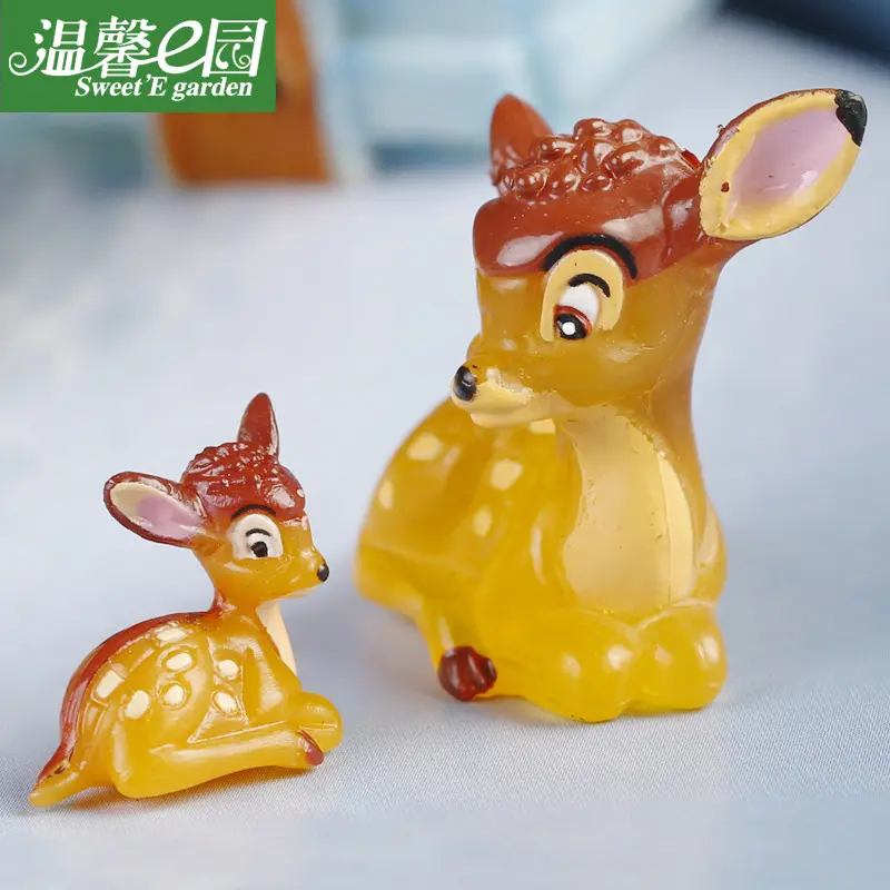 Artificial mini sika deer fairy garden miniatures gnomes moss terrariums resin crafts figurines for home decoration