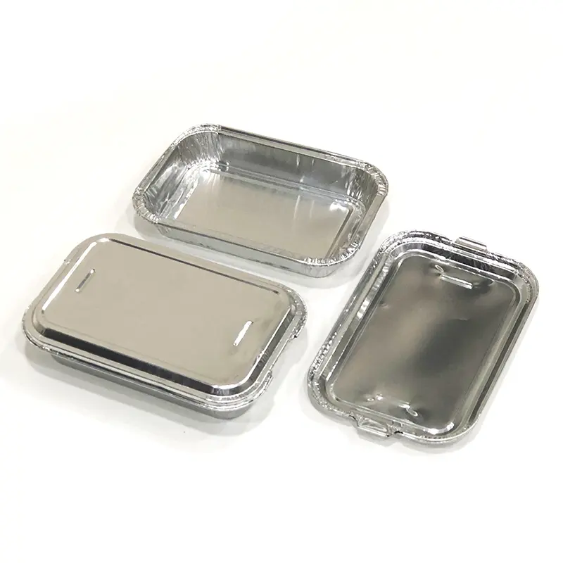 Disposable rectangular food packing Airline aluminum foil container aluminum tray