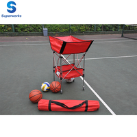 Chariot de ballon de basket portable à double pont haute capacité, accessoire pliable et mobile