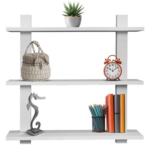 3 niveaux Blanc Étagère Flottante Asymétrique Carré Étagère Murale Suspendue Décorative Affichage Mural Étagère Suspendue - Product Image 4