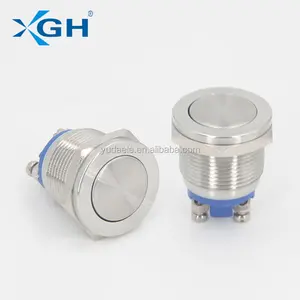 matel latching/momentary waterproof 19mm diameter silver with led light rotary switch 19mm flush head Terminal