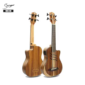 Grosir Cina Ukulele Bass Listrik Badan Koa Baritone Solid dengan Eq