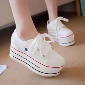 한국 스타일 숙녀 신발 플랫폼 디자인 신발 패션 소녀 캔버스 신발
