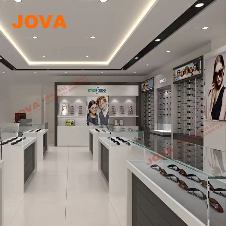 แว่นตากันแดดไม้ชั้นวางจอแสดงผลของเฟอร์นิเจอร์ออปติคอลร้านตกแต่งร้านค้าออกแบบ