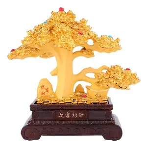 24K Golden painting Polyresin money tree decoration